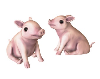 Piglet - Baby Pig Sitting - 3D Printing STL