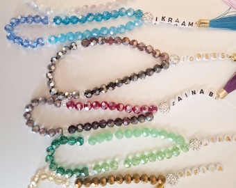 Tasbih personnalisé, tasbeeh adulte, chapelet islamique, tasbih en cristal de luxe, tasbih du ramadan, tasbih personnalisé pour jeunes mariés