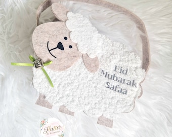 Sac panier personnalisé en feutre de mouton pour l'Aïd, panier-cadeau personnalisé pour l'Aïd, articles de fête pour l'Aïd, sacs-cadeaux, paniers-cadeaux
