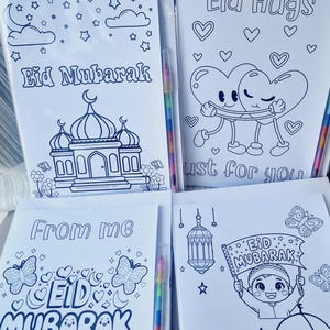 Tarjetas de Eid, regalos de Eid para niños, actividades de Eid, Eid DIY, tarjetas de Eid para colorear.