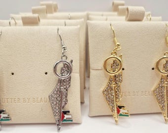 Boucles d'oreilles pastèque, boucles d'oreilles tendance, boucles d'oreilles sur le thème de la Palestine. Bijoux palestiniens. Boucles d'oreilles keffieh.