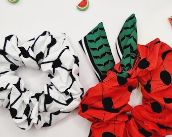 Chouchou sur le thème de la Palestine, serre-tête keffieh, chouchou pastèque, cadeaux Palestine. Bandeaux et élastiques à cheveux.