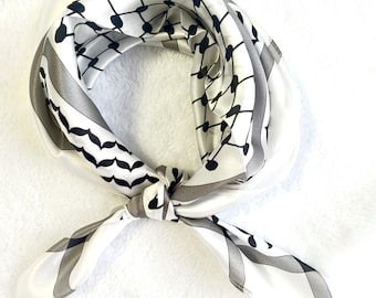 Silk keffiyeh print bandana style scarf. Neck scarfs. Palestine scarfs. Palestine accessories.