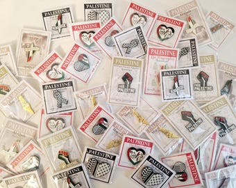 Épinglettes en émail sur le thème de la Palestine. Insignes de Palestine. Pin's de sensibilisation et de solidarité. 100% des bénéfices reversés.