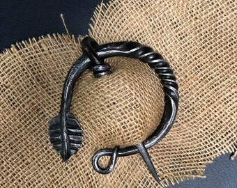 Hand forged leaf shawl pin