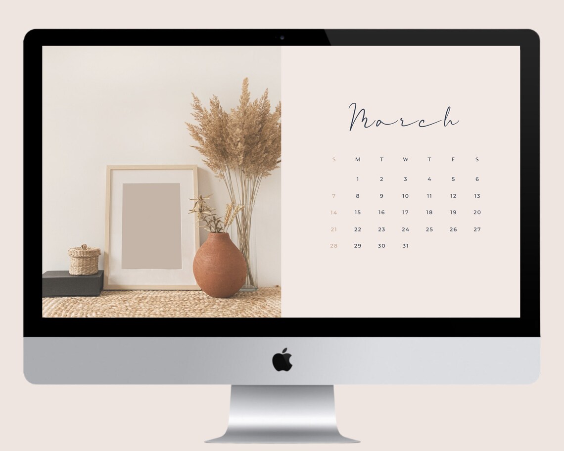 2021 Calendar Desktop Wallpaper Minimalist Computer - Etsy España