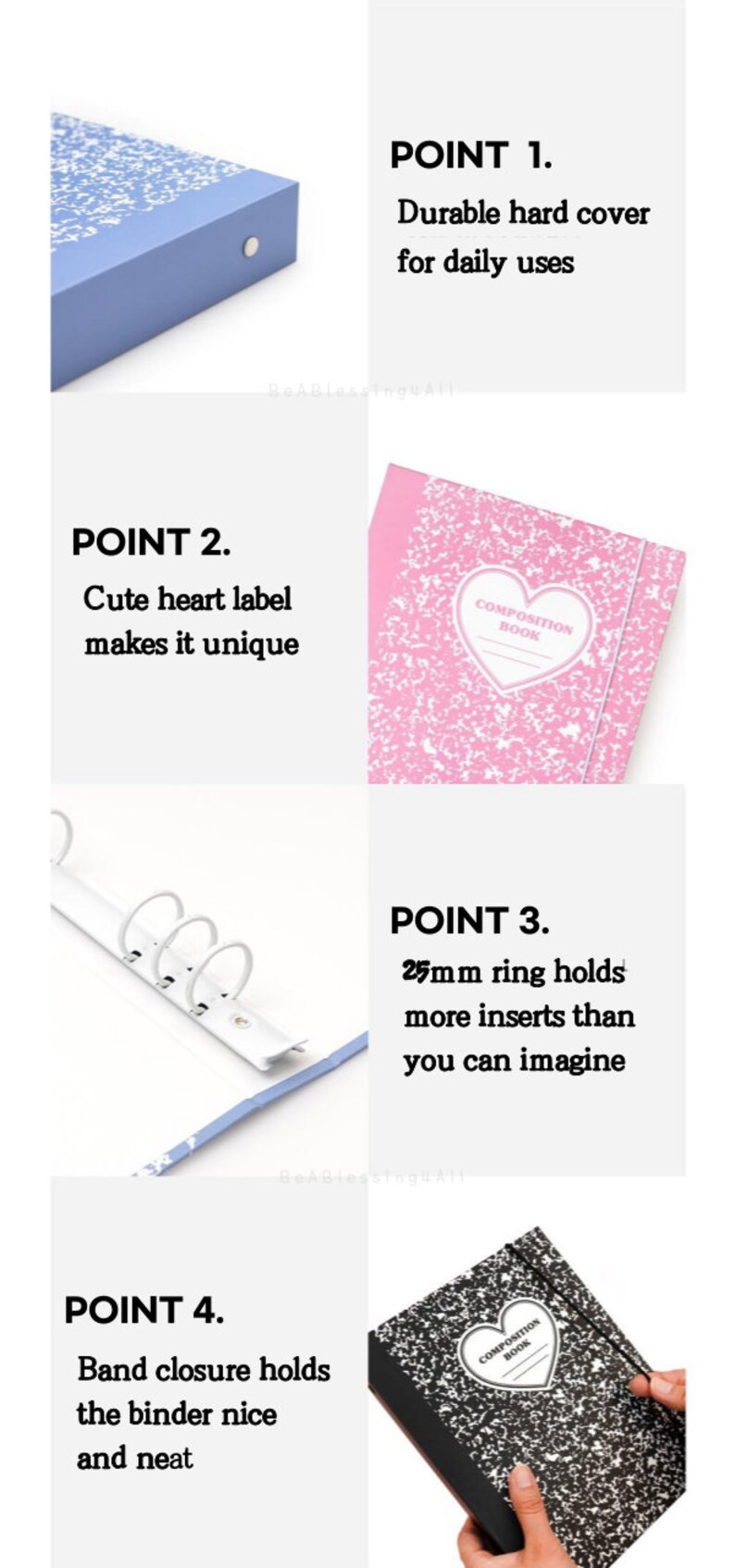 A5 Composition Ring Binder 4 Colors Hardcover 6 Ring Binder Etsy