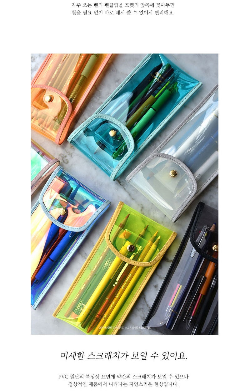 Cute Japanese Style Jelly PVC Transparent Pencil Case Storage Bag