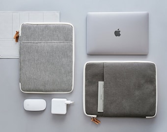 MacBook Pro 13 Case [3 Types] Natural Canvas Laptop Sleeve 13 inch | 2021 MacBook Air 14" Pouch | iPad Pro 12.9 Case | Unique Laptop Sleeves
