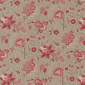 May include: A seamless pattern featuring pink and white floral designs on a light gray background. The pattern includes stylized flowers, leaves, and berries.