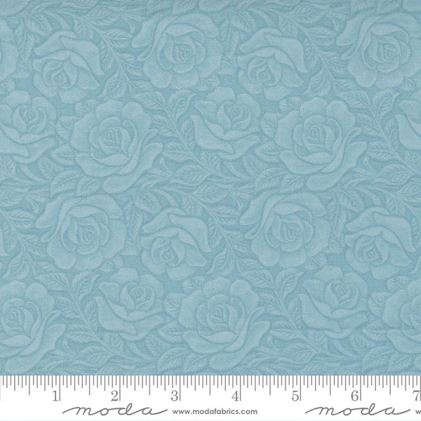 Moda Fabrics - LEATHER LACE AMAZING Grace - Quilt Fabric-by-the-1/2 yard by Cathe Holden   7403 16   Tranquil   Floral Leather Tooled Style