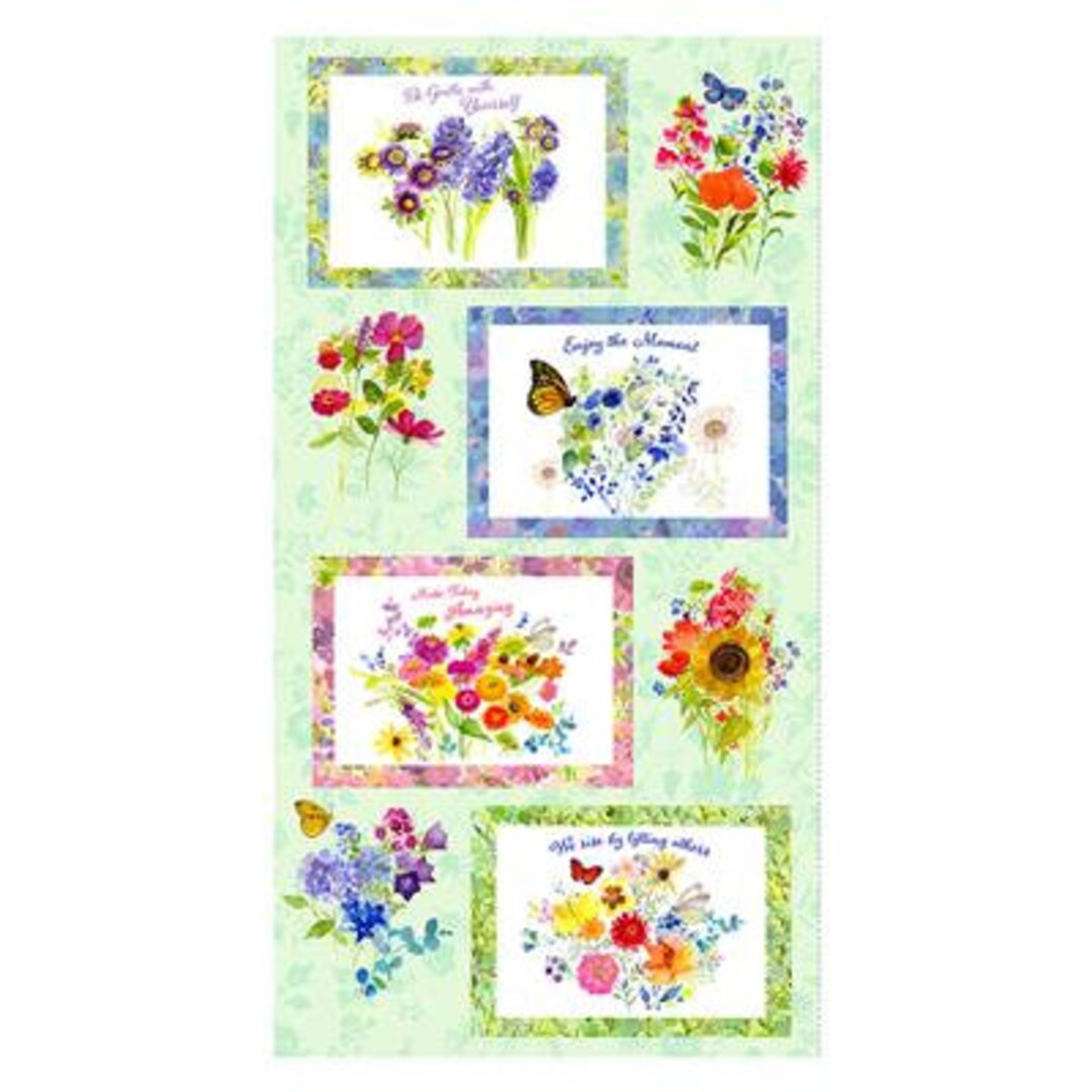 Clothworks Fabrics MY HAPPY PLACE Quilt Fabricbythepanel Y362055 Multi Floral Placemats Etsy