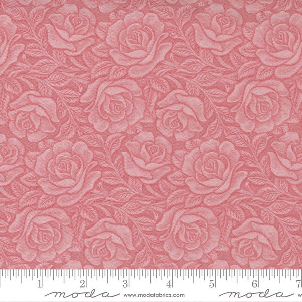 Moda Fabrics - LEATHER LACE AMAZING Grace - Quilt Fabric-by-the-1/2 yard by Cathe Holden   7403 13   Petal   Floral Leather Tooled Style