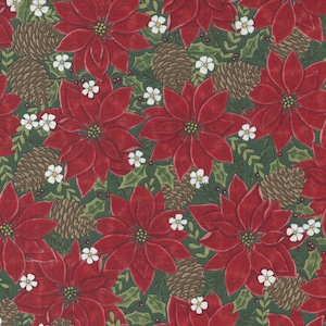 Moda Fabrics - HOLLY BERRY TREE farm - Quilt Fabric-by-the-1/2 yard by Primitive Gatherings 56031 13 - Green