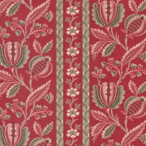 Moda - CHATEAU DE CHANTILLY - Quilt Fabric-by-the-1/2 yard French General 13940 14 Rouge Multiple units cut in one continuous piece.