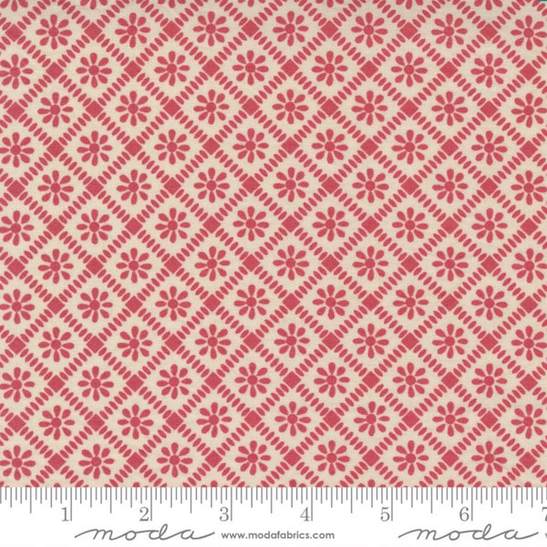 Moda - LA VIE BOHEME - Quilt Fabric-by-the-1/2 yard by French General 13905 - 19 Moravia Check Blender in Pearl and French Red