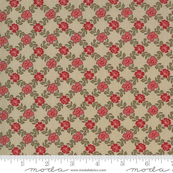 Moda - LA ROSE ROUGE - Quilt Fabric-by-the-1/2 yard by French General 13886 - 15 Fatin in Roche