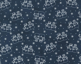 Moda-Snowman Gatherings   by Primitive Gatherings sold in 1/2 yard Units   49250 14  Blues, Whites, Winter