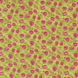 Moda - TULIP TANGO -  Quilt Fabric-by-the-1/2 yard by Robin Pickens.  48713 15   Chartruese