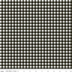May include: Black and white gingham fabric with a subtle texture. The fabric has a small, even check pattern.