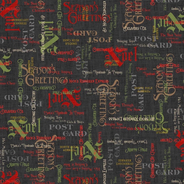 P&B Textiles - North Pole Express - Quilt Fabric-by-the-1/2 yard by Pela Studio 04764 K North Pole Express Writing