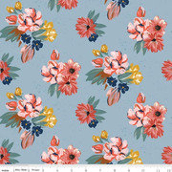 Riley Blake- WILD ROSE -Fabric-by-the-1/2 yard by Riley Blake C14041-BLUE  Multiple units cut in one continuous piece.
