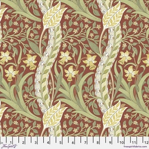 Free Spirit - THAMESIDE DAFFODIL - Quilt Fabric-by-the-1/2yard     PWWM073.Brick    Brick Red  Daffodil William Morris