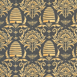 Moda - HONEY & LAVENDER - Quilt Fabric by the 1/2 yard by Deb Strain 56082 17  Gray Gold Lavender  Bees and Flowers