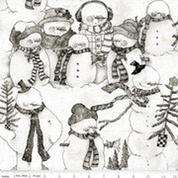 Riley Blake - WHITE AS SNOW - Quilt Fabric-by-the-1/2 yard by J. Wecker Frisch C13553 Snowmen  Multiple Units cut to one Continuous Piece