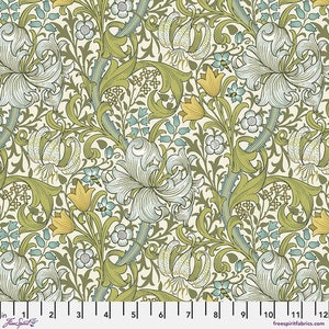 Free Spirit - BUTTERMERE - Quilt Fabric-by-the-1/2yard By Morris and Co.     PWWM028.SUNSHINE  Golden Lily  William Morris