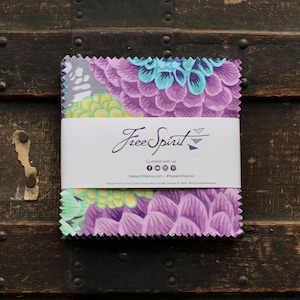 Free Spirit - Kaffe AUGUST 2022 - Charm Packs by Kaffe Fassett   —   FB6CPGP.A2022COOL   — 5 inch 42 piece precut bundle