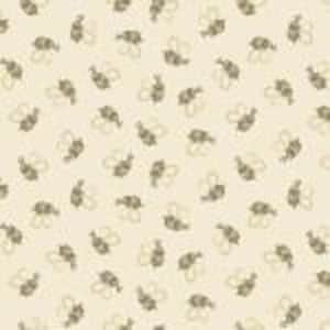 May include: Cream-colored fabric with a repeating pattern of stylized bees. The bees are depicted in shades of brown and beige, creating a subtle, textured design. The fabric appears to be cotton or a similar material.