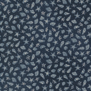 Moda Fabrics- TO THE SEA - Quilt Fabric-by-the-1/2 yard by Janet Clare 16931 - 12 Dark Ocean