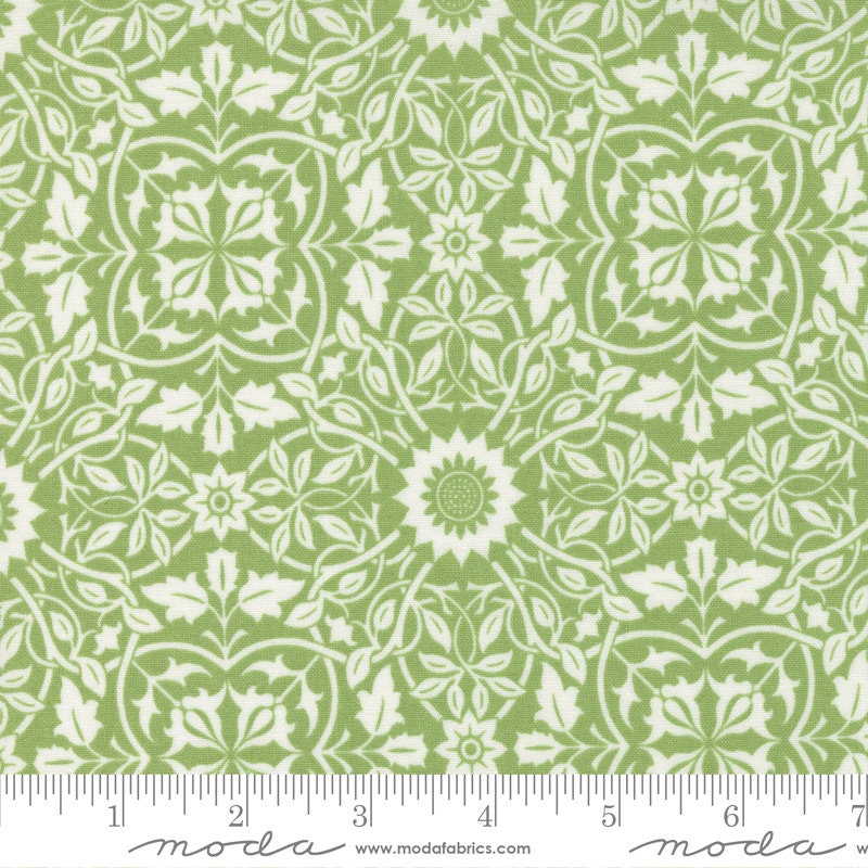 Moda Fabrics - CHRISTMAS STITCHED - Quilt Fabric-by-the-1/2 yard by Fig Tree And Co   20446 12   Pine   Floral Pattern