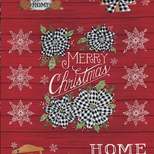 Moda - HOME SWEET HOLIDAY - Quilt Fabric - Panel -  56000 - 12 Home Sweet Holidays Panel (24” x 44”) in Red