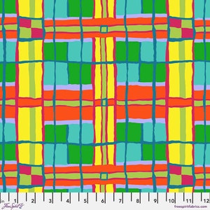 Free Spirit   AUGUST   KAFFE FASSETT - Quilt Fabric-by-the-1/2 yard   PWBM086.Yellow   Checkmate Large Yellow   Multi Color Plaid Geometric