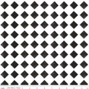 May include: Black and white checkered pattern fabric. The fabric has a repeating pattern of small black squares on a white background.