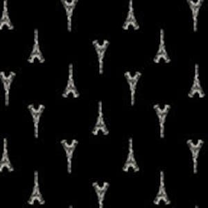 May include: A black and white repeating pattern of the Eiffel Tower. The Eiffel Tower is a famous landmark in Paris, France.