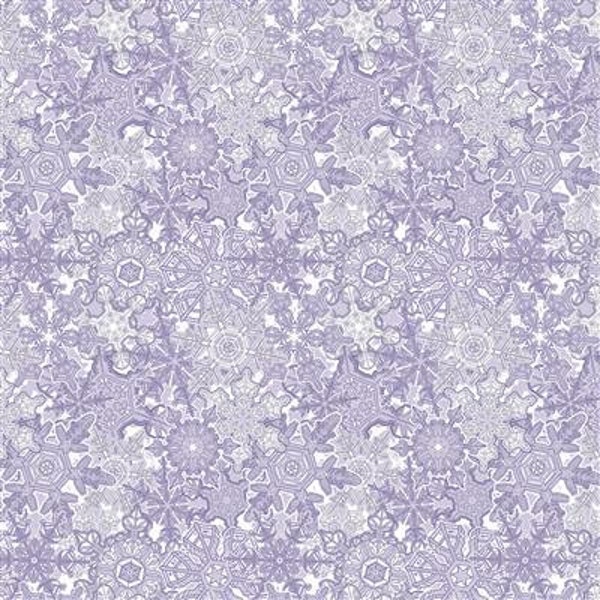 Clothworks Fabrics - SCANDINAVIAN WINTER CRYSTALLINE- Quilt Fabric-by-the-1/2yard    Y3616-117       Light Indigo Snowflakes