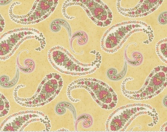 Moda Fabrics - PROMENADE - Quilt Fabric-by-the-1/2 yard by Three Sisters 44282 16 Sunshine Large Paisley Print Floral Pinks, Greens, Yellows