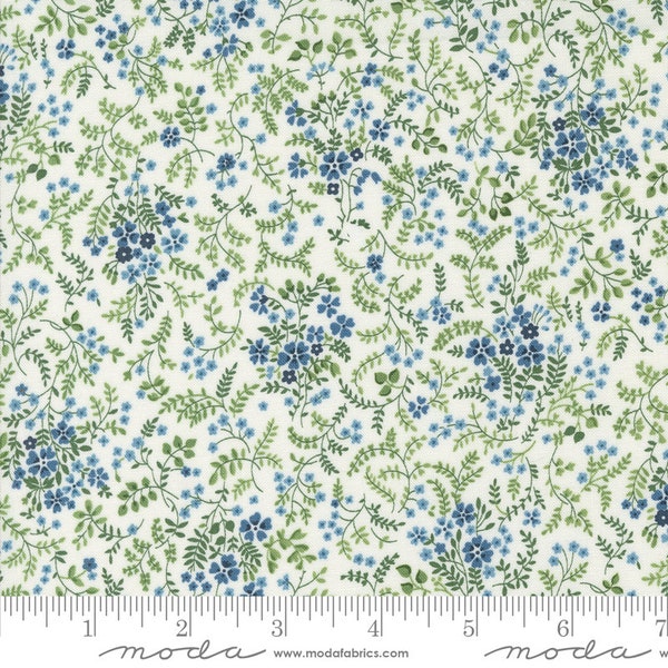 Moda Fabrics - SHORELINE - Quilt Fabric-by-the-1/2 yard by Camille Roskelley   55304 11    Blues Whites   Mutiple Units Cut In One Piece.