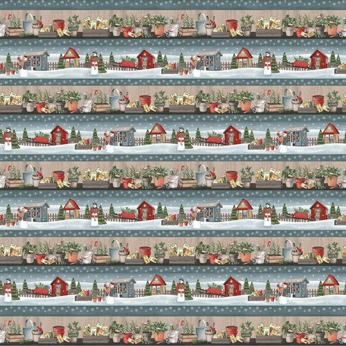 Henry Glass JARDINAGE Bonhommes de neige - Tissu pour courtepointe par panneau 61 cm par Jan Mott 3109 77 bonhommes de neige plusieurs unités coupées en 1 pièce continue