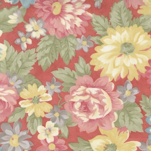 Moda Fabrics - PROMENADE - Quilt Fabric-by-the-1/2 yard by Three Sisters   44280 15 Rose   Large Flower Print