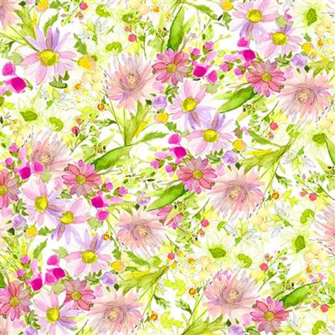 Clothworks Fabrics MY HAPPY PLACE Quilt Fabricbythe1/2 Yard Y362441 Light Pink Daisy Etsy