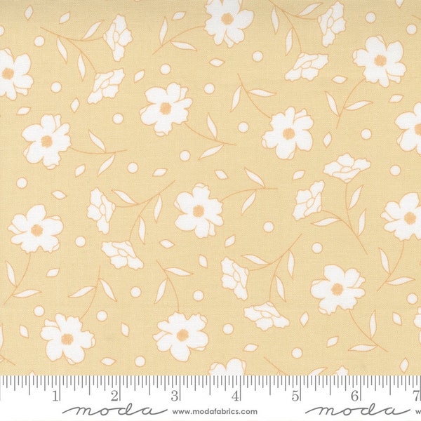 Moda Fabrics - BUTTERCUP & SLATE - 29152 13 Quilt Fabric-by-the-1/2 yard by Corey Yoder       Buttercup   Gold Floral Pattern on Buttercup