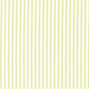 May include: White fabric with thin, evenly spaced, light green stripes.