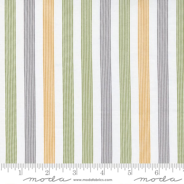 Moda - TIMBER - Quilt Fabric-by-the-1/2 yard by Sweetwater Fabrics 55556 - 11 Stripe in White and Multi-colors