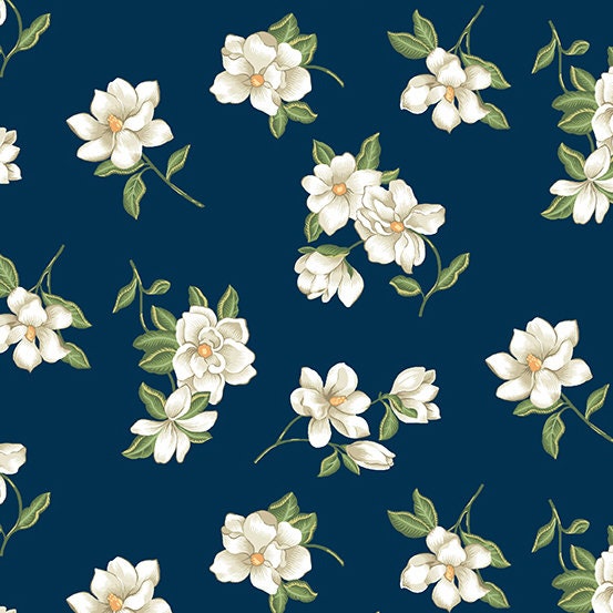 Botanical Beauties 108s Bed of Roses Dark Blue - Edyta Sitar - PER QUARTER METRE Botanical Beauties 108s Bed of Roses Dark Blue - Edyta Sitar - PER QUARTER METRE
