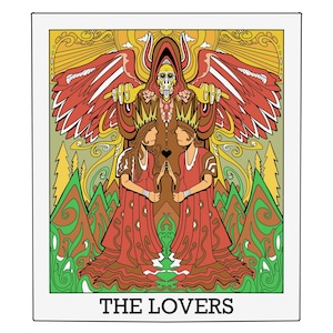 The Lovers II - Hand Drawn Art - Boho - Tarot - Astrology - Witch - Magic - Tarot Cards - Witchcraft - Poster - Decor - Poster - Art