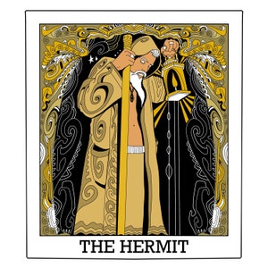 The Hermit II - Hand Drawn Art - Boho - Tarot - Astrology - Witch - Magic - Tarot Cards - Witchcraft - Poster - Decor - Poster - Art